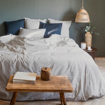 Housse de couette percale de coton NEO CARRE BLANC