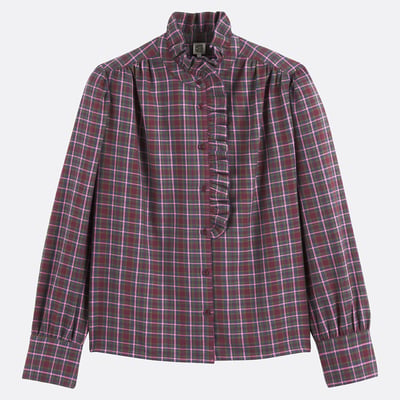 Camicia a quadri colletto vittoriano, firma CHARLÈNE LA REDOUTE COLLECTIONS