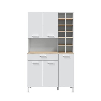 Buffet Haut 5 Portes 1 Tiroir avec Casiers H186 cm - Kira CALICOSY