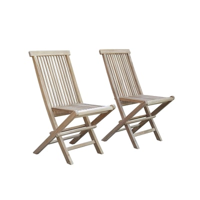 Lot de 2 chaises de jardin en teck massif pliantes  MIDLAND BERAH GETAH