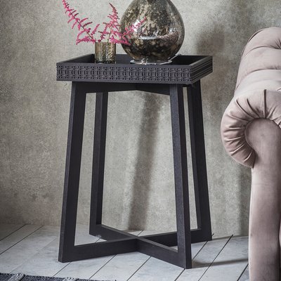 Barauni Boho Carved Wood Side Table SO'HOME