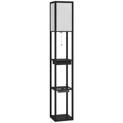 Lampadaire étagères 3 niveaux H.159 cm petit tiroir port USB A+C blanc noir HOMCOM