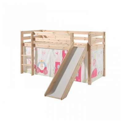 Lit Compact avec Toboggan Nature + Rideau de lit Princes VIPACK