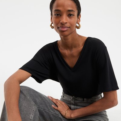 Tee shirt col v manches courtes LA REDOUTE COLLECTIONS
