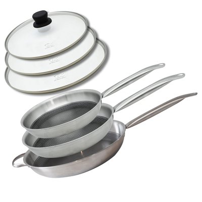 Lot de 3 poêles 24, 28 et 32 cm et couvercles sans PFAS Elo ELO