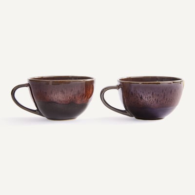 Lot de 4 tasses à thé, en grès émaillé brillant, ZOURO AM.PM