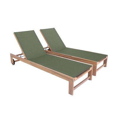 Bain de soleil bois d'acacia multi positions avec roulettes (lot de 2) TAVIRA SWEEEK