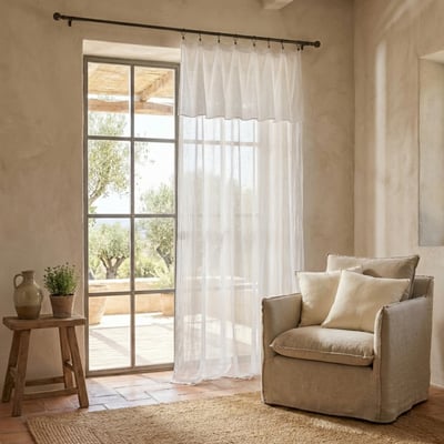 Rideau ajustable en 100% Gaze de Coton Terra EDEN