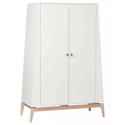 Armoire 2 portes Luna large Blanc et Chêne LEANDER