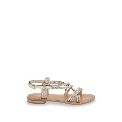Sandales plates en cuir à brides tressées HOMONGO LES TROPEZIENNES PAR M BELARBI