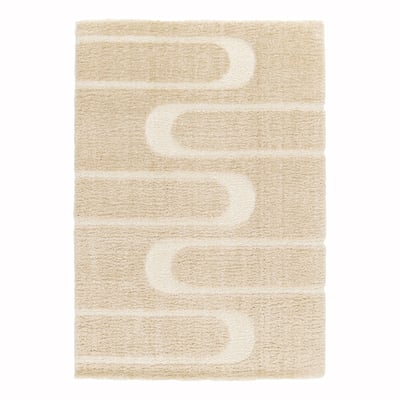 Tapis doux et épais en polyester recyclé effet relief CALLIGRAMME AFK LIVING