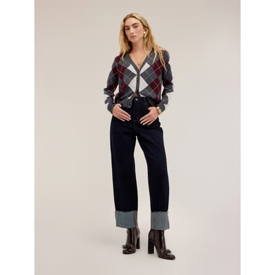 Jean cropped taille haute avec revers MOTIVI