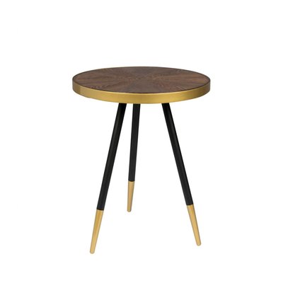 Table basse ronde en métal et bois ø44cm- DENISE DRAWER