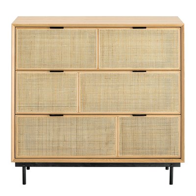 Commode AUGUSTIN en chêne clair et cannage BLANC D’IVOIRE