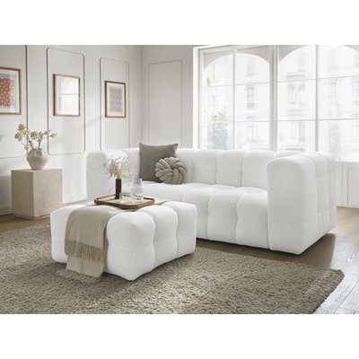 Canapé droit fixe 4 places en tissu mesh avec pouf, CLOUD BOBOCHIC