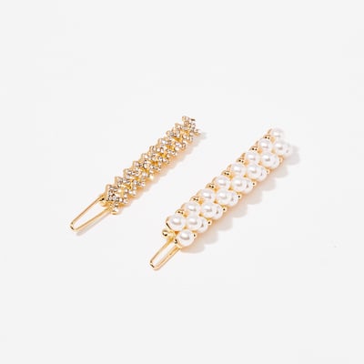 Set de 2 pinces en perles et strass BALABOOSTE