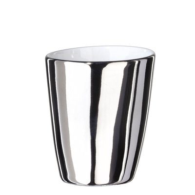Tasse à Expresso Assoiffée Porcelaine Blanc Brillant et Platine Diam 5 cm TSE ET TSE ASSOCIÉES