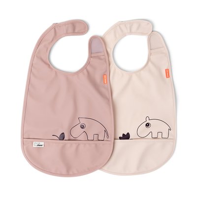 Lot de 2 Bavoirs velcro Deer friends Rose DONE BY DEER