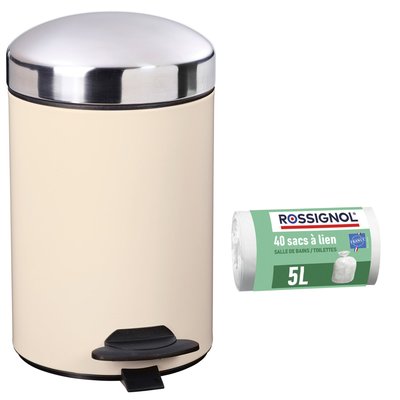 Poubelle de salle de bain à pédale 3L et 40 sacs poubelle 5L - BONNY ROSSIGNOL