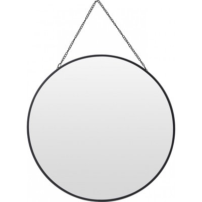 Miroir Noir Rond Suspendu avec Chaînette - diamètre 29cm WADIGA