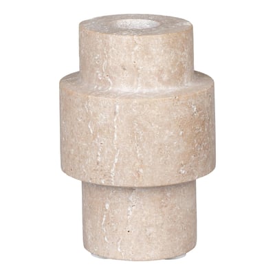 Bougeoir en travertin naturel - forme totem moderne et minimaliste PIER IMPORT