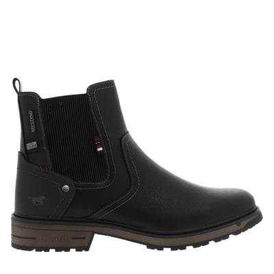 Boots noires à soufflet élastiqué avec une languette d'aisance MUSTANG