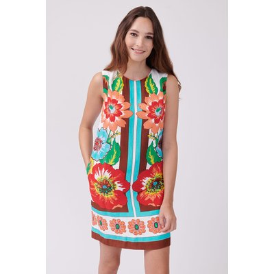 Robe courte droite imprimée sans manches TALKIE DERHY