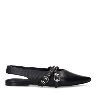 Ballerines en cuir, Slingbacks en cuir avec boucles SACHA