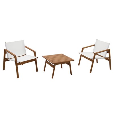 Salon de jardin blanc et bois massif PADANG MILIBOO