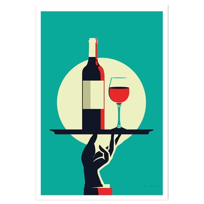 Affiche cuisine Verre de vin à la Française HEXOA