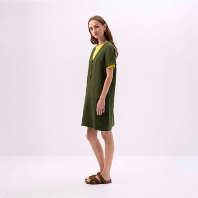 Robe courte col V en lin PATRICIA BENSIMON