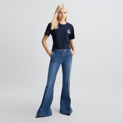 T-shirt en coton avec broderie et strass LIU JO