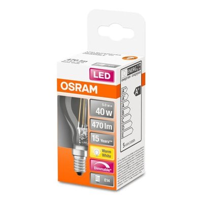 Ampoule Led Sphérique Verre Clair E14 4.5w=40 Chaud Dimmable OSRAM