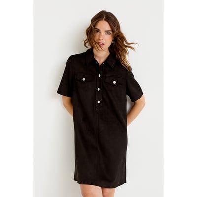 Robe droite 3/4 manches courtes daim CACHE CACHE
