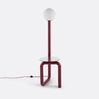 Lampadaire avec tablette, en métal fer, opaline et verre, hauteur 149 cm, TEDY LA REDOUTE INTERIEURS