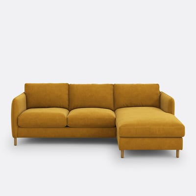 Canapé d'angle droit, 4 places, en velours, LOMÉO LA REDOUTE INTERIEURS