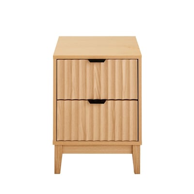 Table de chevet avec 2 tiroirs aux façades effet vague H52 cm - BOLOGNE CALICOSY