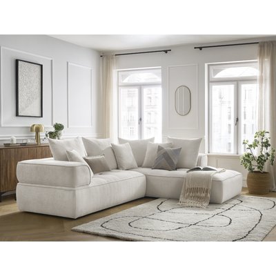 Canapé d'angle fixe 4 places en tissu lisse, WHESLEY BOBOCHIC