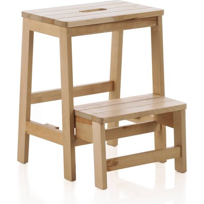 Tabouret bois naturel style scandinave marche pliante pratique RECOLLECTION