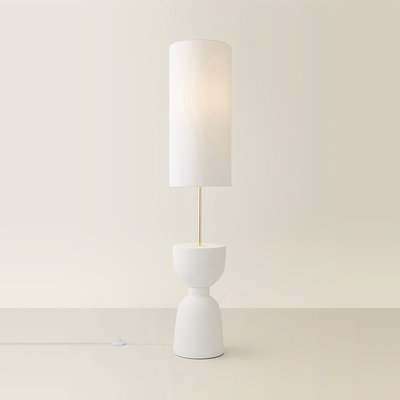 Ceramic Table Base Midi Floor Lamp with Tall Linen Shade SO'HOME