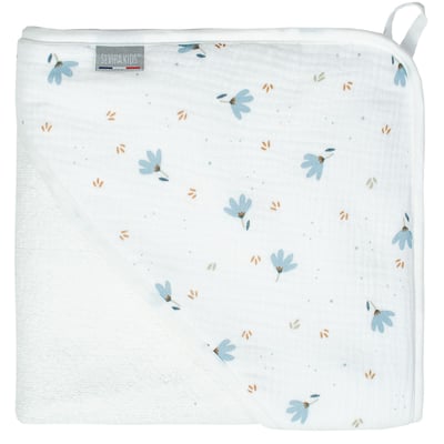 Grande cape de bain en bambou et gaze de coton BLEUET SEVIRA KIDS