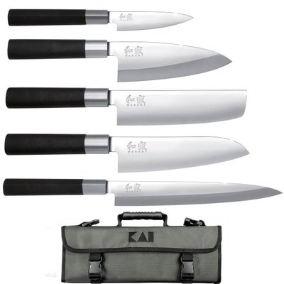 Malette 5 couteaux japonais KAI Wasabi Black JAPON KAI