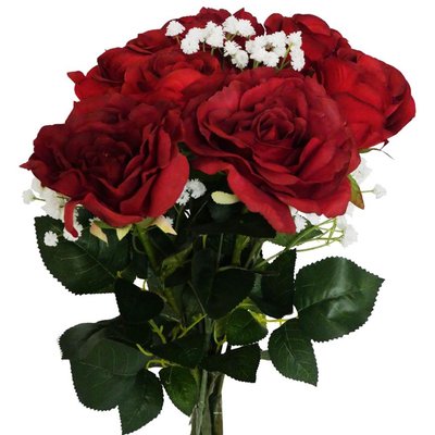 Bouquet artificiel création fleuriste rouge ARTIFICIELLES