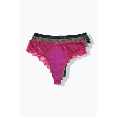 Strings avec dentelle, lot de 3 ULLA POPKEN