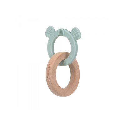 Anneau de dentition 2-en-1 Bois/Silicone  Little Chums Chien LASSIG