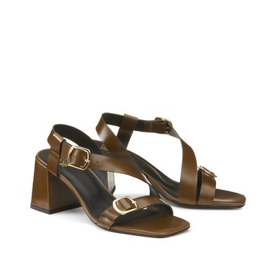 Sandales en cuir à boucles, talon haut LA REDOUTE COLLECTIONS