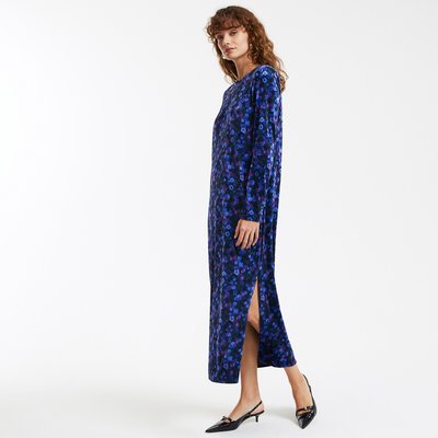 Vestido maxi recto de terciopelo con estampado floral LA REDOUTE COLLECTIONS