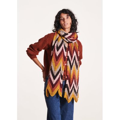Écharpe multicolore en maille ajourée LA FEE MARABOUTEE