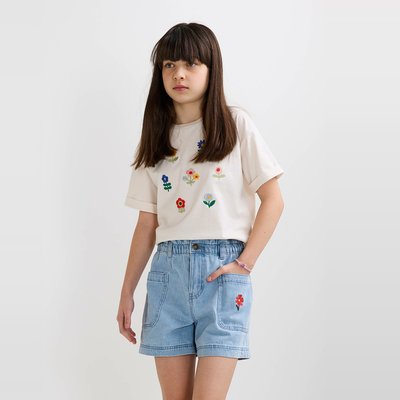 Short poches brodées en jean MONOPRIX