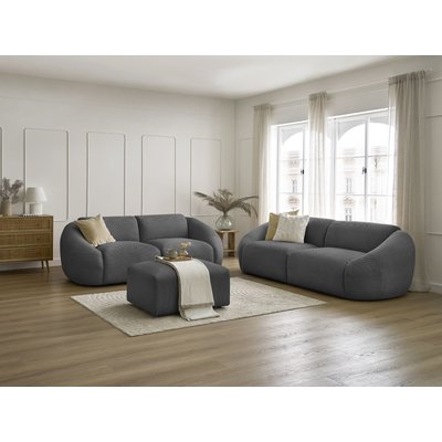 Canapé droit fixe 6 places en velours côtelé avec pouf, TINA BOBOCHIC